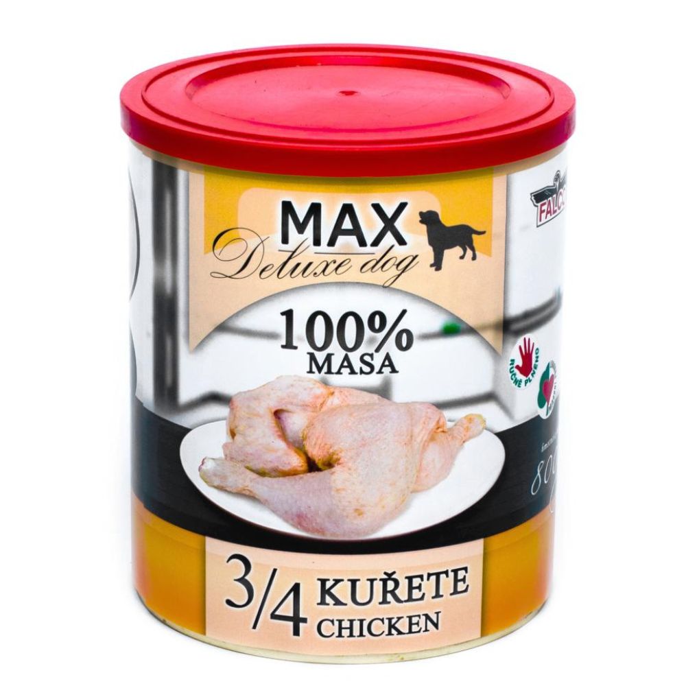 Консервоване м'ясо для собак Куряча Чверть FALCO MAX Deluxe Dog 100% Meat 3/4 Chicken