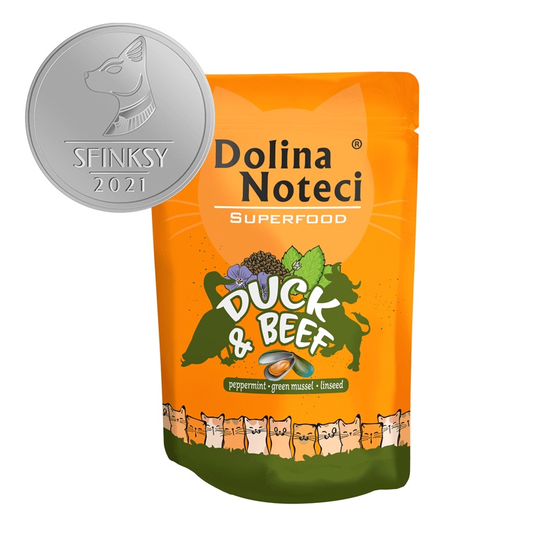 Беззерновий вологий корм для котів з Качкою та Яловичиною Dolina Noteci Superfood Cat Duck & Beef