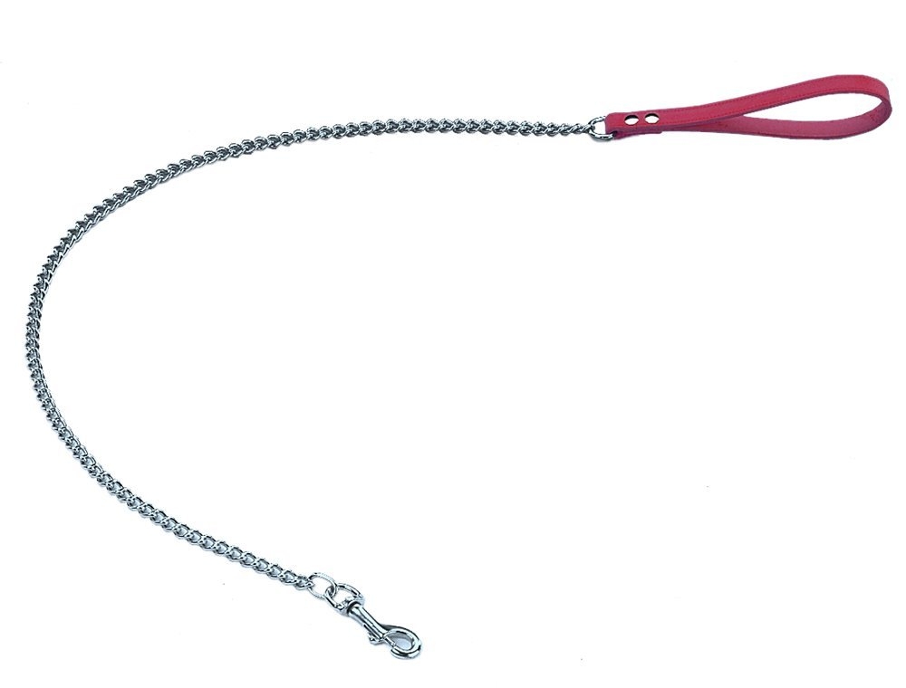 Металлический крепкий поводок-цепь с кожаной ручкой для собак Classic Chain Leash Nobby