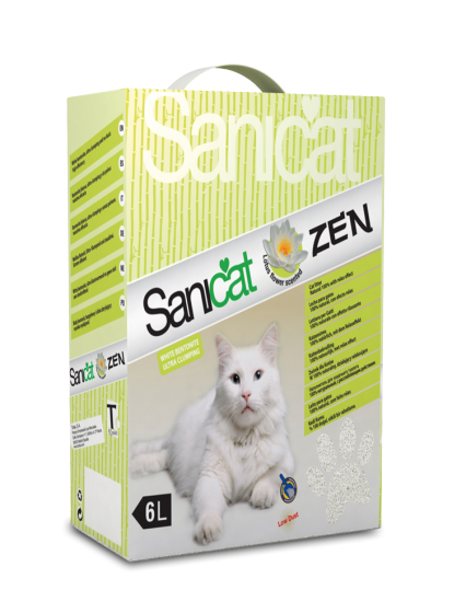 Наполнитель туалетов для кошек комкующийся с ароматом лотоса Sanicat Zen