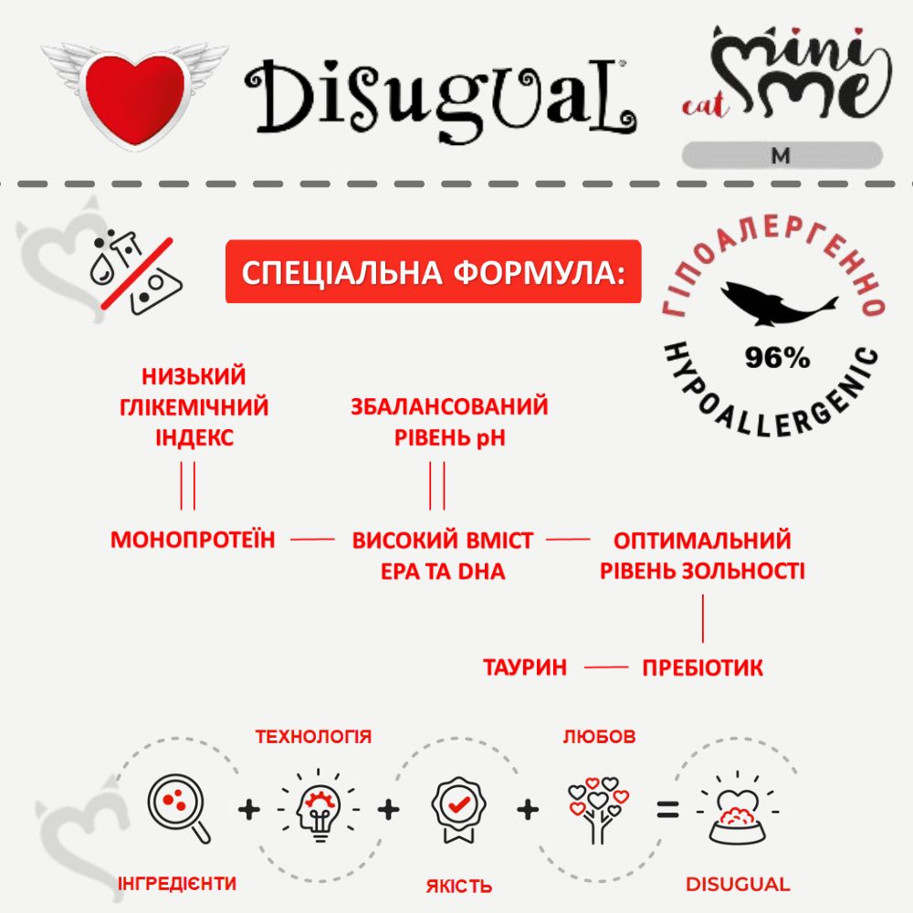 Монопротеїновий консервований беззерновий корм для літніх котів Паштет з Лосося Disugual Mini Me MonoProtein Senior 96% Salmon