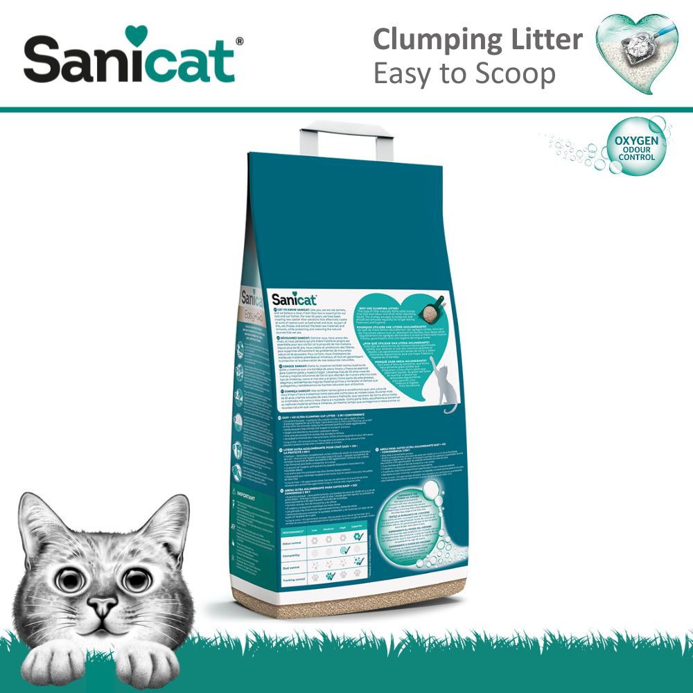 Ультракомкуючий бентонітовий наповнювач для котів тривалої дії Sanicat Clumping Easy & Go