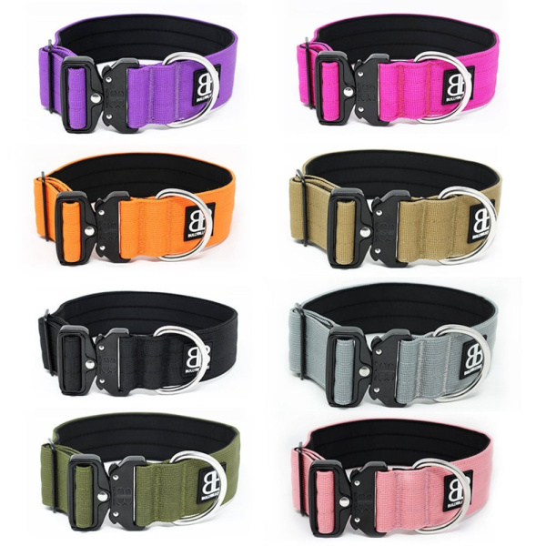 Широкий надміцний нашийник для собак з тактичним замком BullyBillows Combat Collar No Handle 5 cm