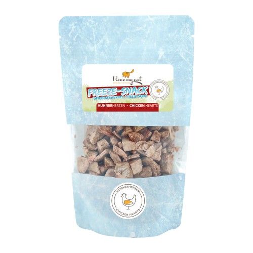 Сублімовані ласощі для котів Курячі Сердечки I love my cat Freeze-Snack Chicken Hearts