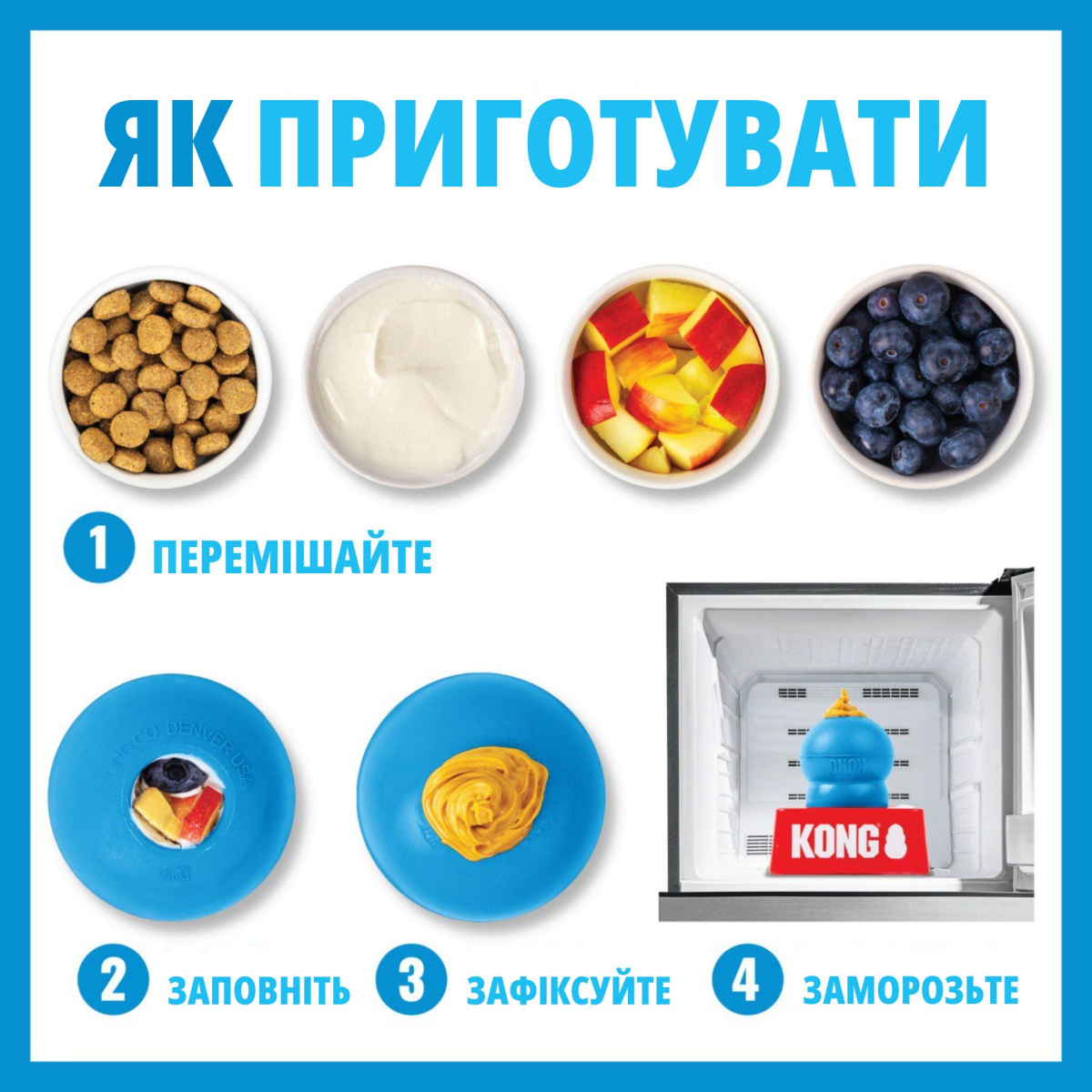 KONG Puppy Blue Развивающая игрушка для щенков Голубой КОНГ для лакомств