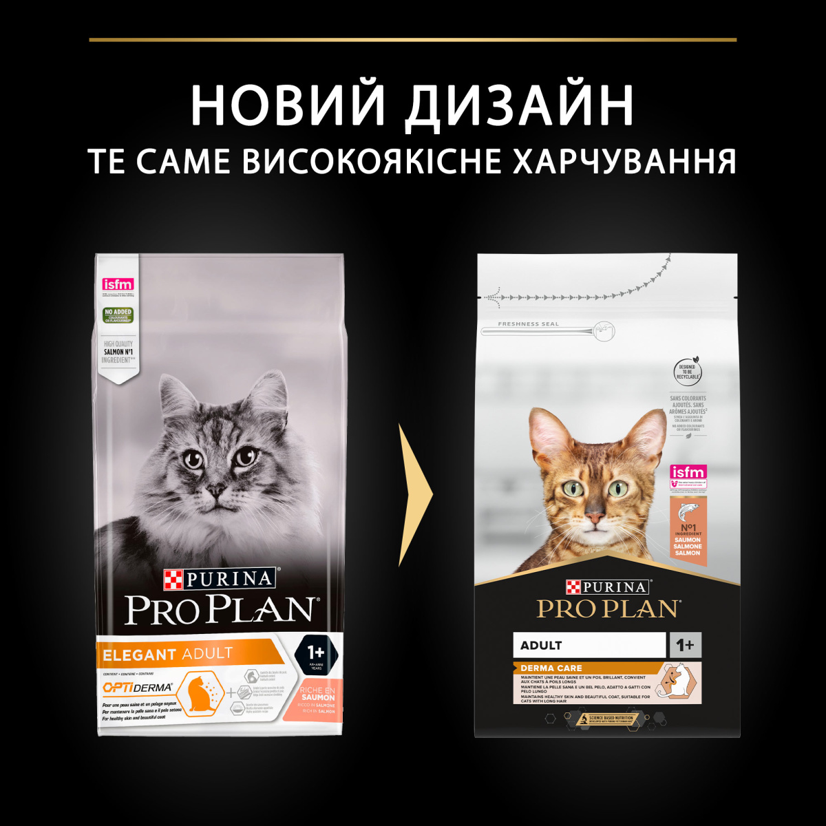 Сухой корм с лососем для взрослых кошек с чувствительной кожей Purina Pro Plan Elegant Adult 1+ Salmon