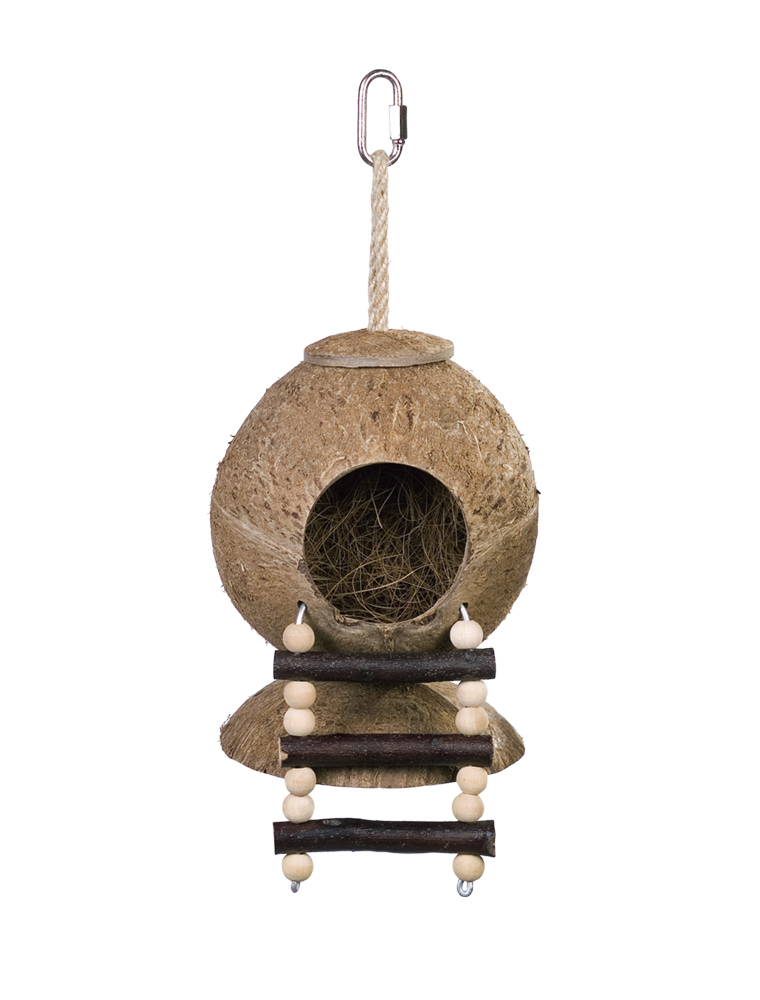Натуральна іграшка для папуг Кокосовий будиночок з драбиною Swing Parrot Toy Nobby Натуральна іграшка для папуг Кокосовий будиночок з драбиною Swing Parrot Toy Nobby