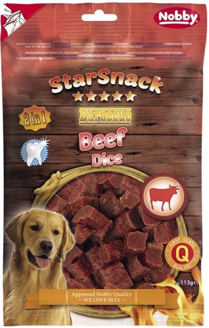Сушеные лакомства для чистки зубов собак Кубики из Говядины Nobby StarSnack Dental BBQ Beef Dice