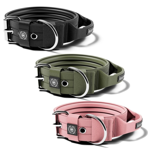 Тактический широкий ошейник с подкладкой для собак с чувствительной кожей BullyBillows Pin Collar Handle 5 cm