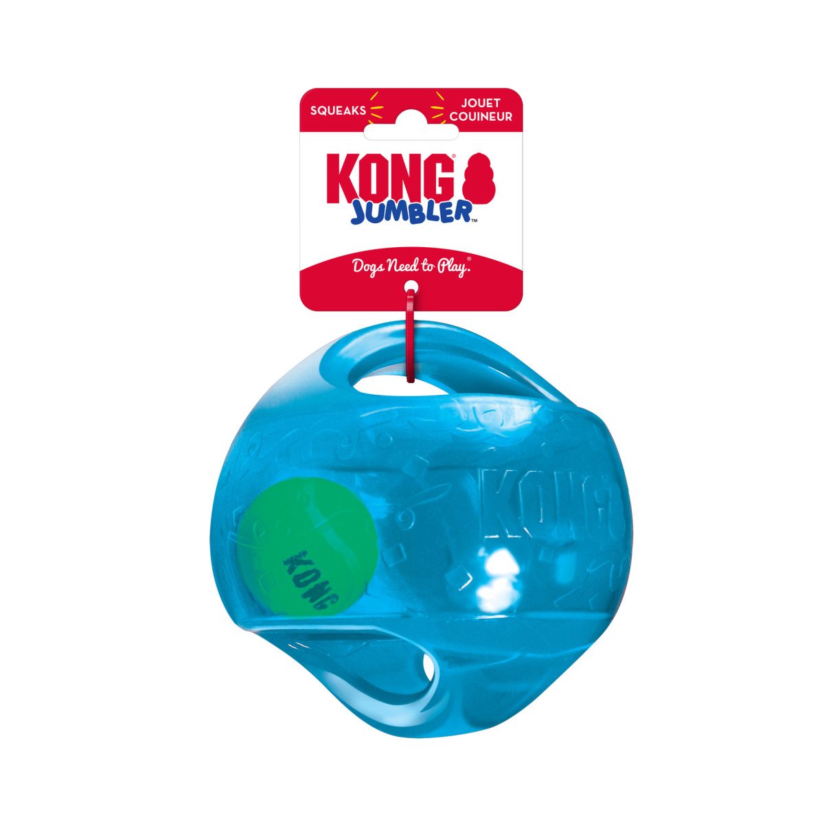 KONG Jumbler Ball Велика іграшка для собак Інтерактивний М'яч у м'ячі з пищалкою