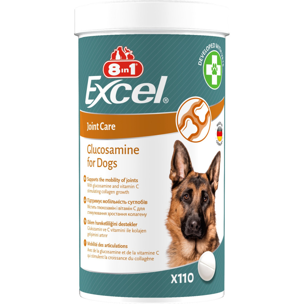 Комплексна добавка з глюкозаміном для здоров'я суглобів собак 8in1 Excel Glucosamine Комплексна добавка з глюкозаміном для здоров'я суглобів собак 8in1 Excel Glucosamine