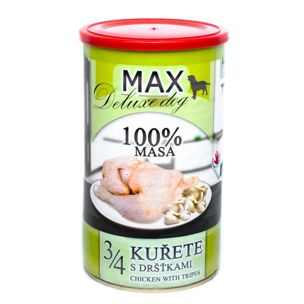 Консервоване м'ясо для собак Куряча Чверть з Яловичим Рубцем FALCO MAX Deluxe Dog 100% Meat 3/4 Chicken & Tripes