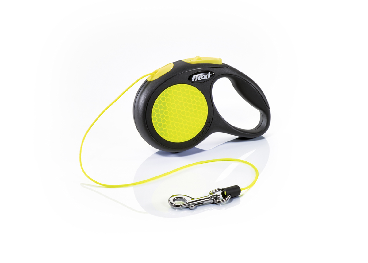 Поводок-рулетка для собак миниатюрных пород весом до 8 кг Flexi New Neon XS Cord трос 3 m