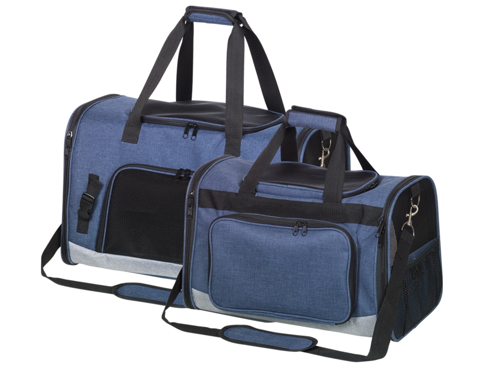 Дорожня сумка-переноска з силіконовими мисками для собак та котів вагою до 7-8 кг Nador Nobby