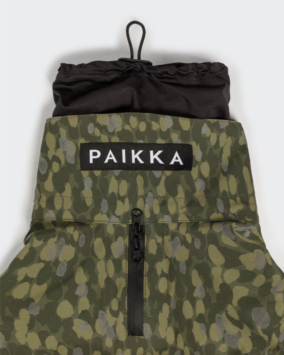 Водонепроницаемый костюм со светоотражающим узором для собак PAIKKA Rain Suit Green