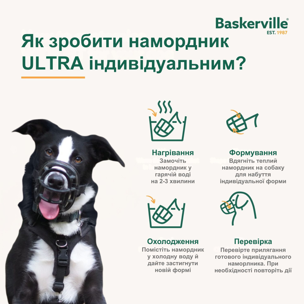 Эргономичный намордник для собак с индивидуальным термоформированием Baskerville Ultra Muzzle