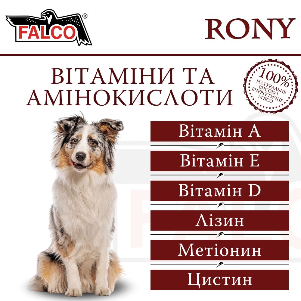 Консервоване м'ясо для собак з високою енергетичною цінністю Курка FALCO RONY Dog 100% Meat Chicken