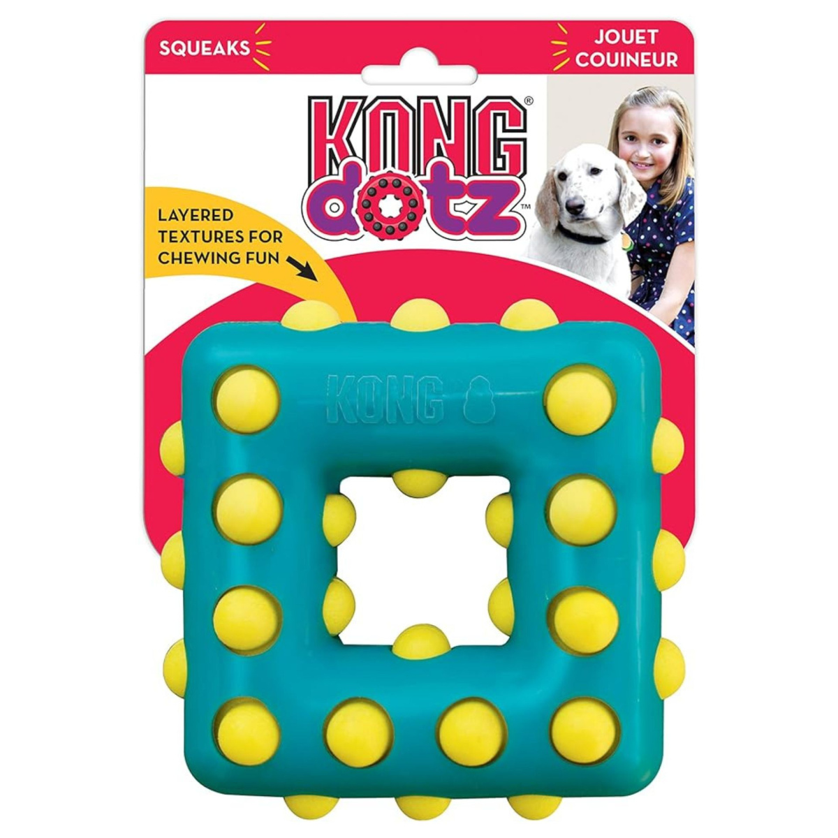 KONG Dotz Square Игрушка для очищения зубов собак Квадрат