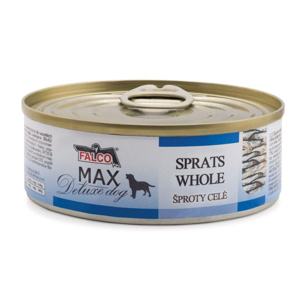 Консервированная рыба для собак Целые Шпроты FALCO MAX Deluxe Dog 100% Fish Whole Sprats