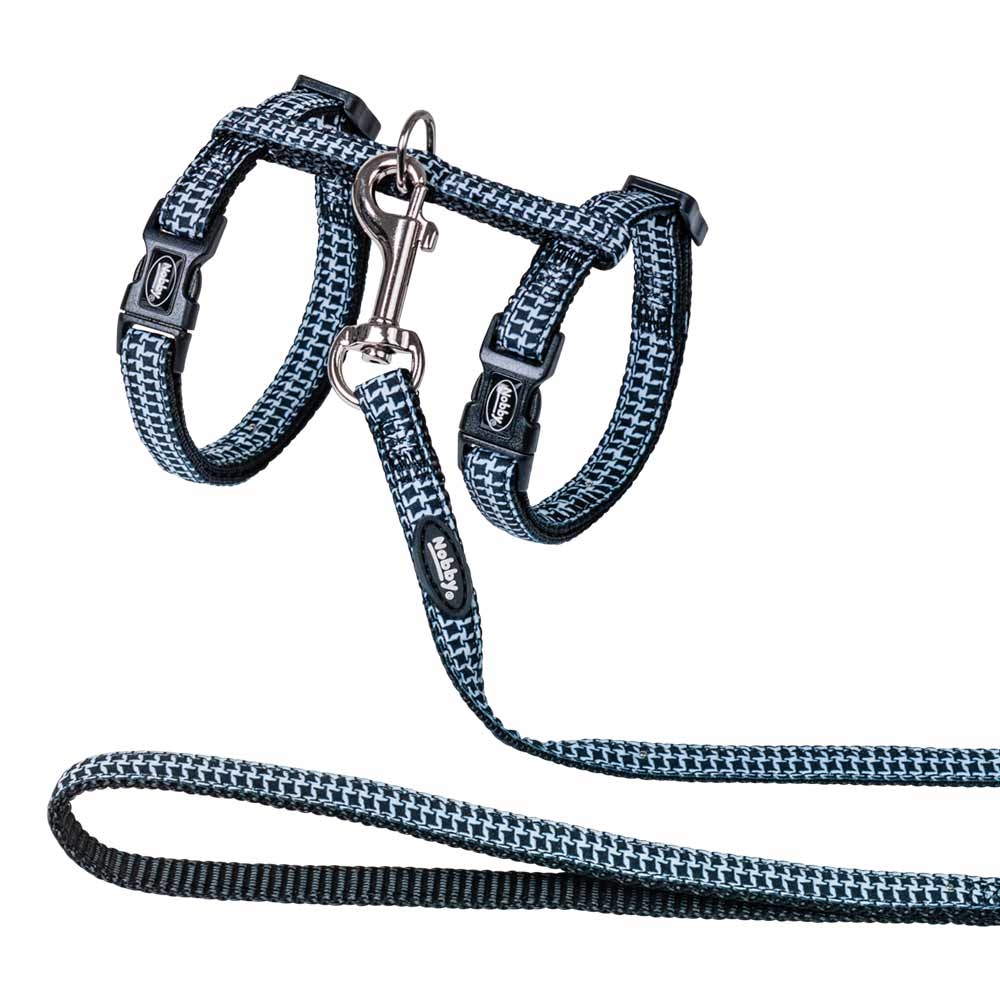 Анатомічная шлея з повідцем для кішок Клітинка Pepita Cat Harness Nobby