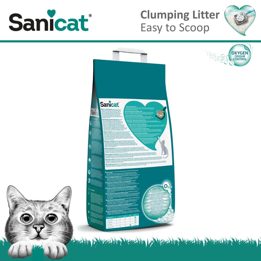 Ультракомкуючий антибактеріальний наповнювач без пилу для котячого туалету Sanicat Strong Clumps Baby Powder