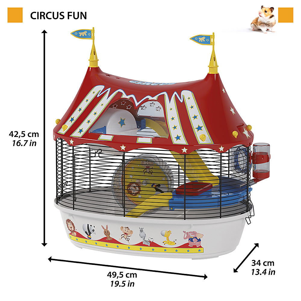 Клітина для хом'яків з кульковою напувалкою та біговим колесом Circus Fun Ferplast