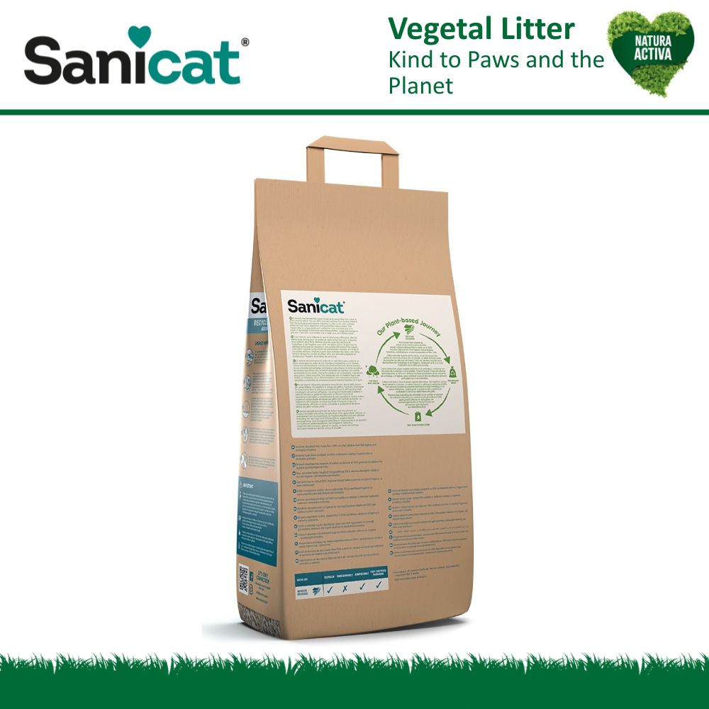 Целлюлозный растворимый впитывающий наполнитель без пыли для котов Sanicat Recycled Cellulose Absorbent