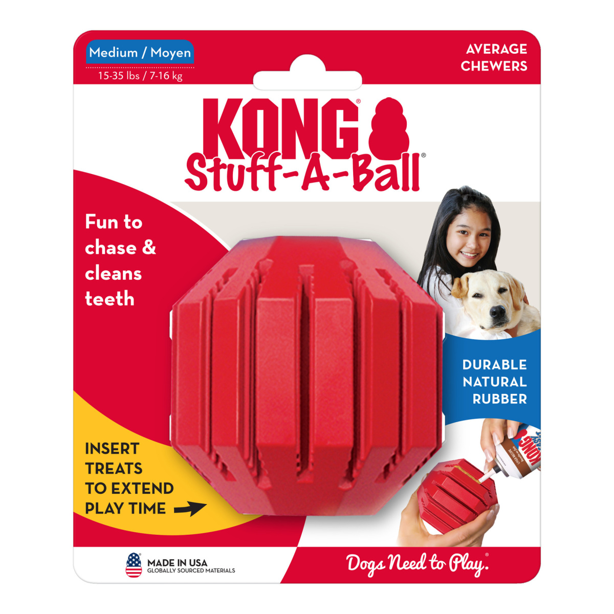 KONG Stuff-A-Ball Іграшка для ласощів собак Інтерактивний М`яч