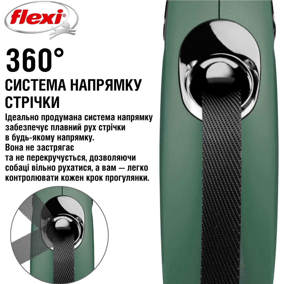 Поводок-рулетка для собак крупных пород весом до 50 кг Flexi New Classic L Tape лента 5 m