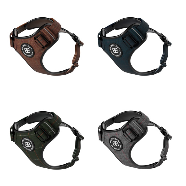 Твідова анатомічна шлея із м'якою підкладкою для собак із проблемною шкірою BullyBillows Tweed Premium Comfort Harness