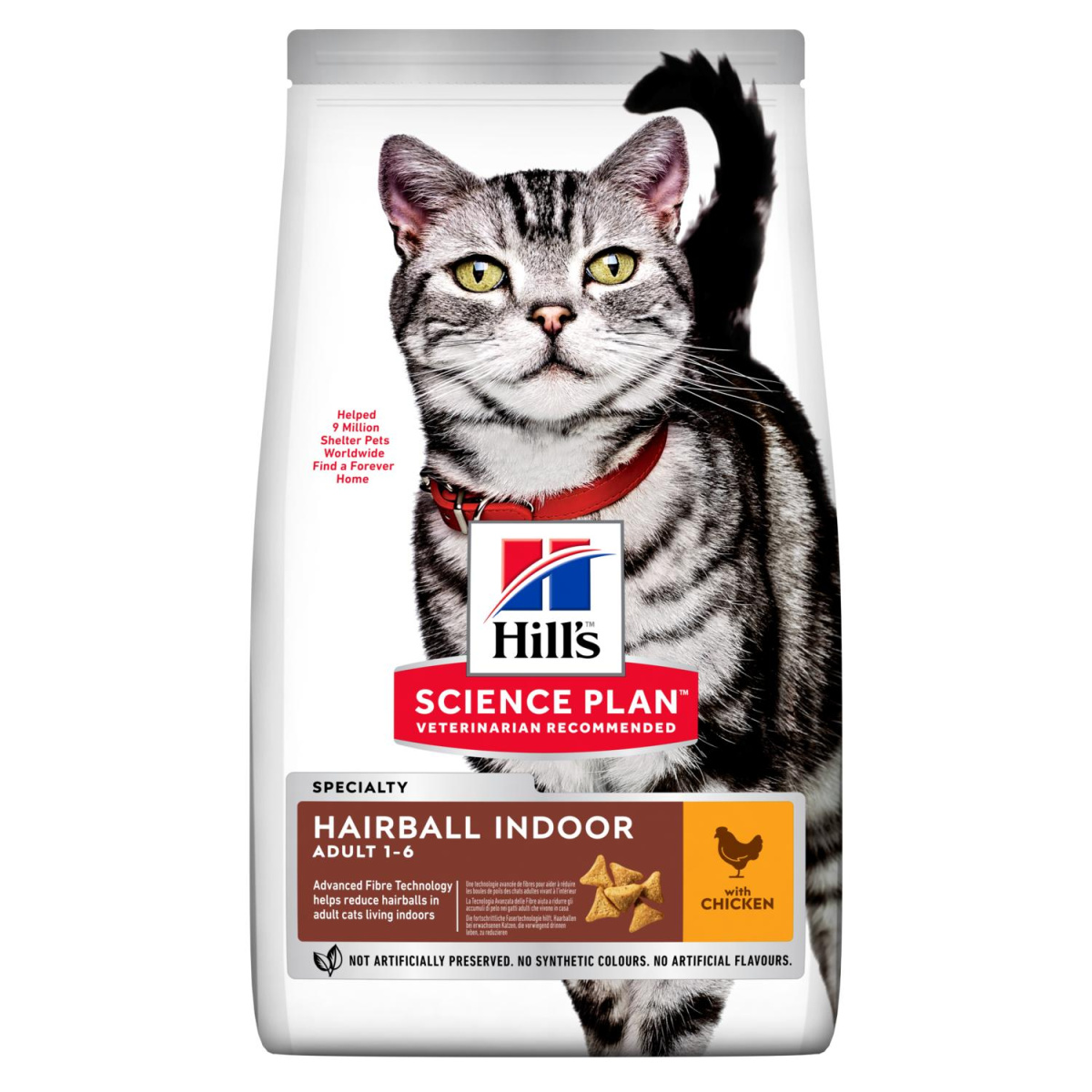 Сухой корм с курицей выведения шерсти из желудка котов Hill's Science Plan Car Hairball Indoor Adult 1-6 Chicken