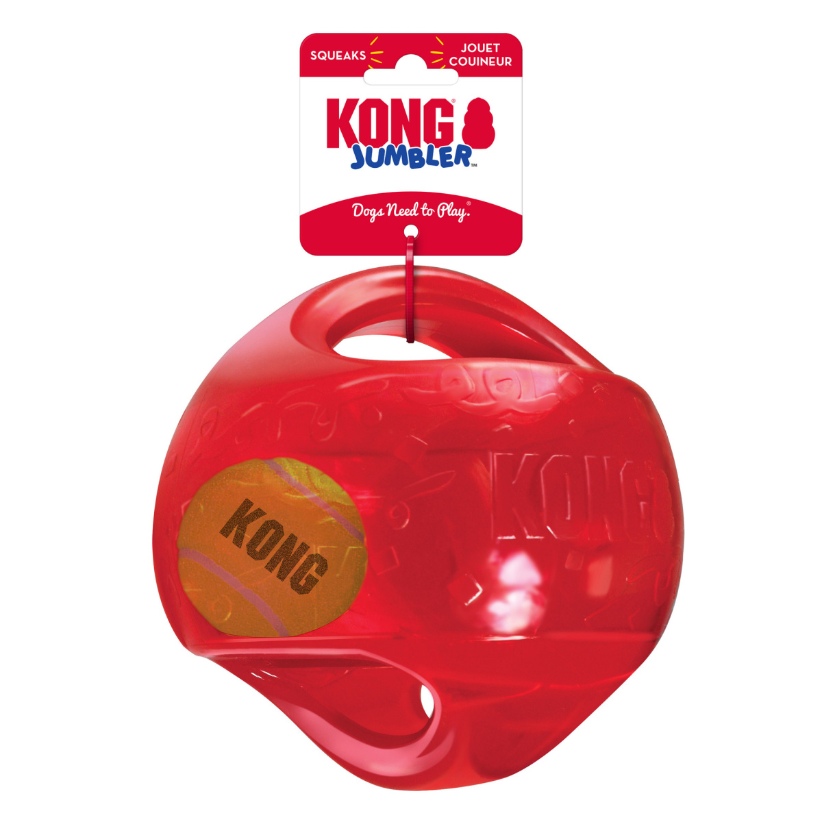 KONG Jumbler Ball Велика іграшка для собак Інтерактивний М'яч у м'ячі з пищалкою