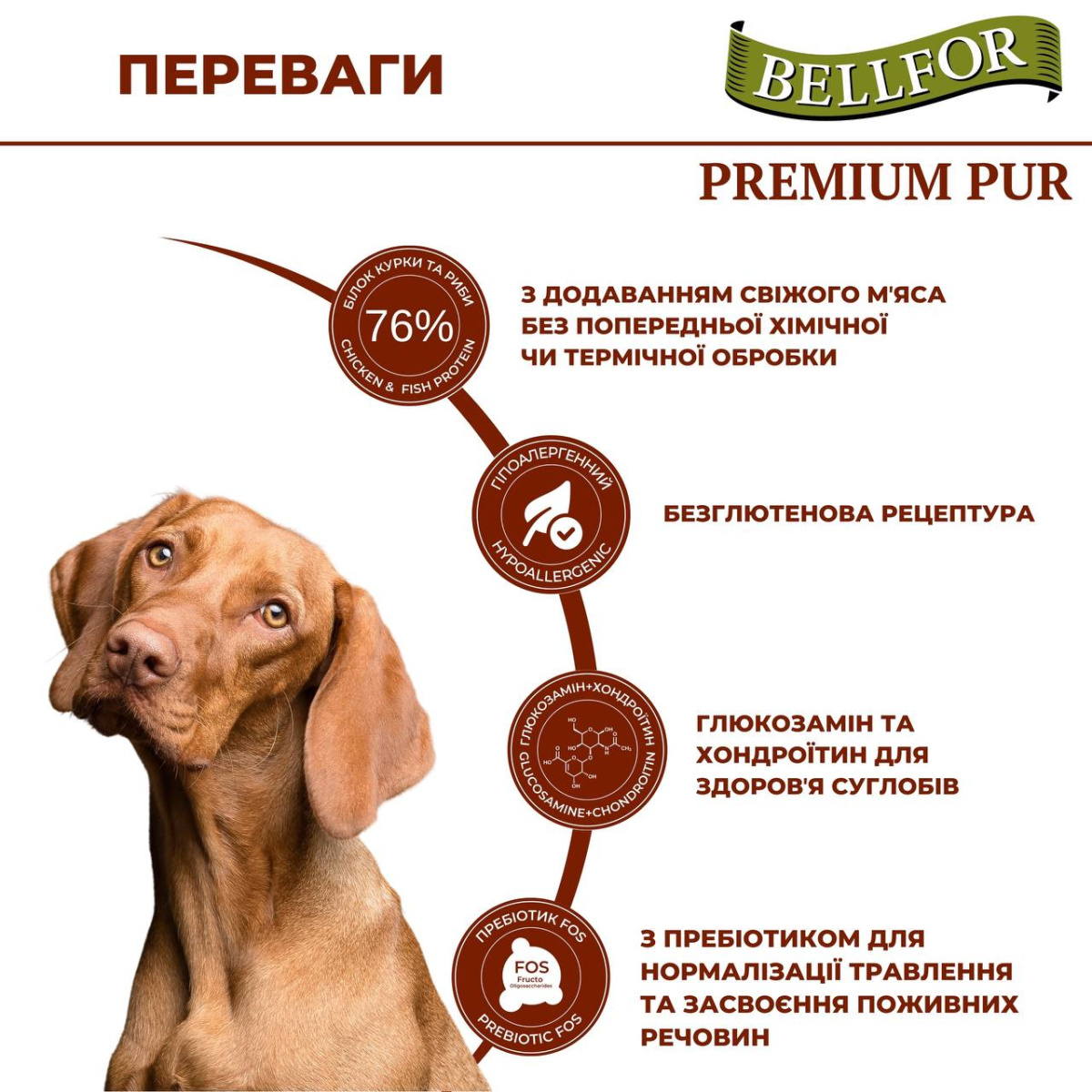 Безглютеновый сухой корм с курицей и рыбой для активных взрослых собак Bellfor Premium Pur Aktiv