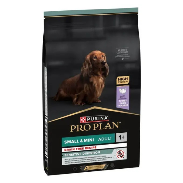 Беззерновий сухий корм з індичкою для собак маленьких порід Purina Pro Plan Small & Mini Grain Free Adult 1+ Turkey
