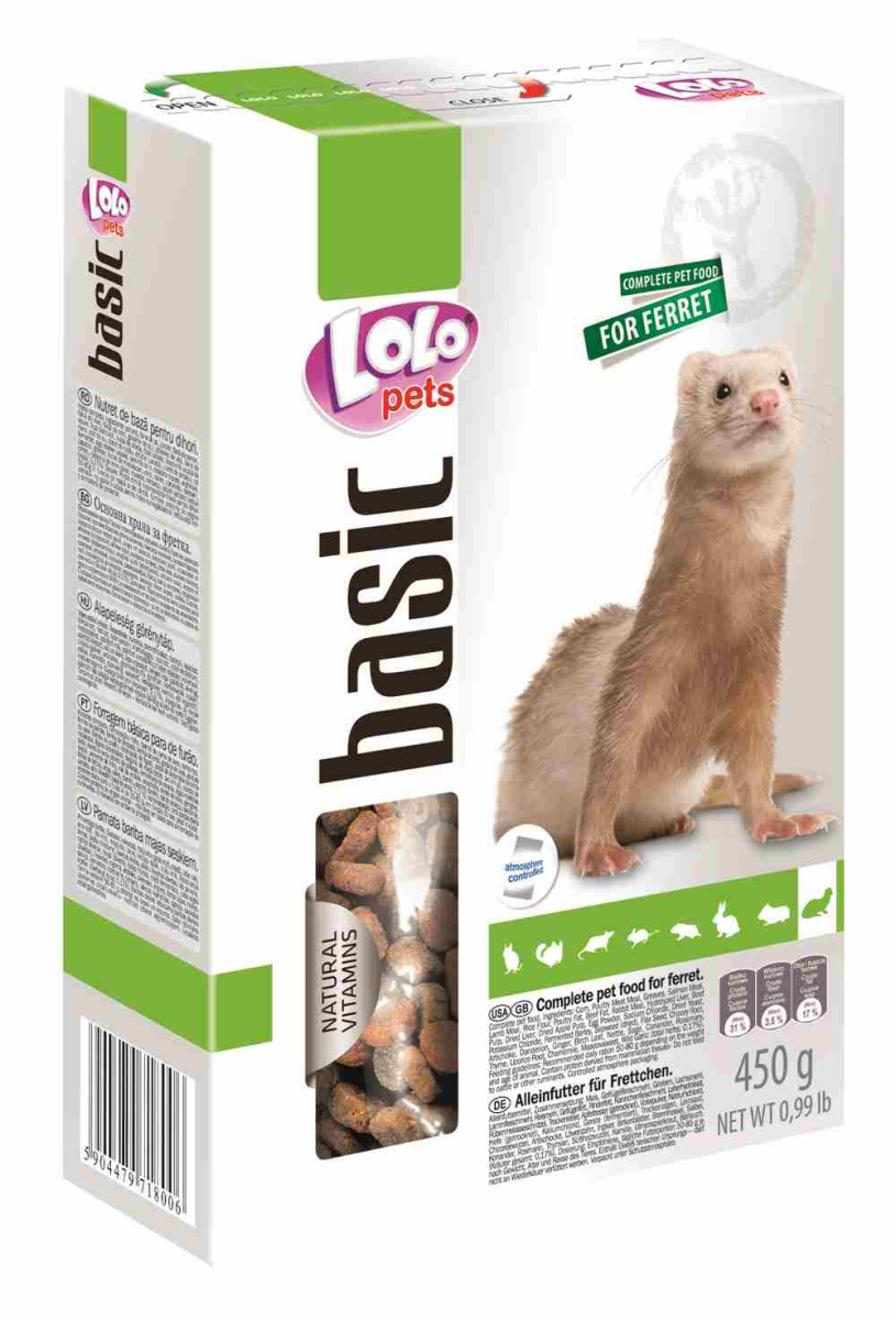 Полнорационный корм для хорька с натуральными витаминами LoLo Pets Basic Ferret