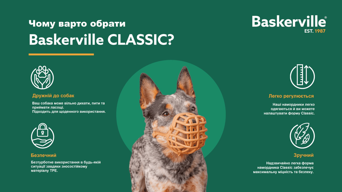 Універсальний намордник для собак з індивідуальним термоформуванням Baskerville Classic Muzzle Універсальний намордник для собак з індивідуальним термоформуванням Baskerville Classic Muzzle