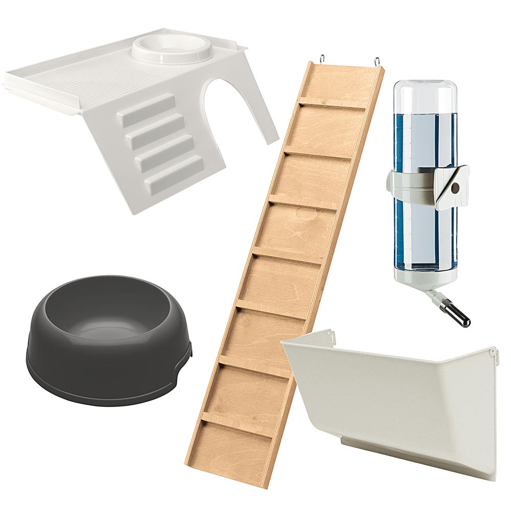 Дворівневий вольєр на підстаці з колесами для двох кроликів з напувалками та годівницями Rabbit 120 Double Ferplast