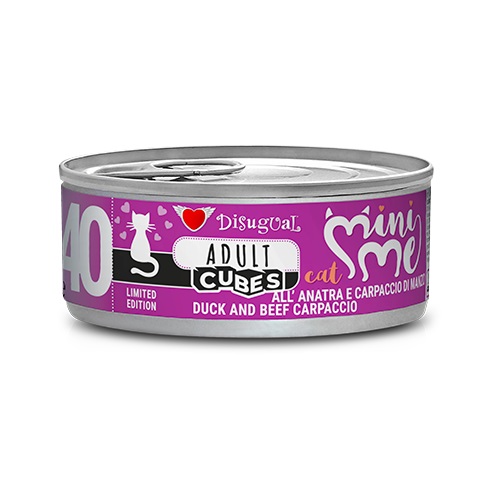 Безглютеновая консерва для котов Утка с Карпаччо из Говядины Disugual Mini Me Cubes Cat 72% Duck & Beef Carpaccio