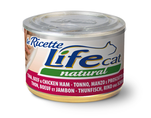 Консерва для кішок Тунець з Яловичиною та Курячою Шинкою Life Cat Natural Tuna, Beef & Chicken Ham