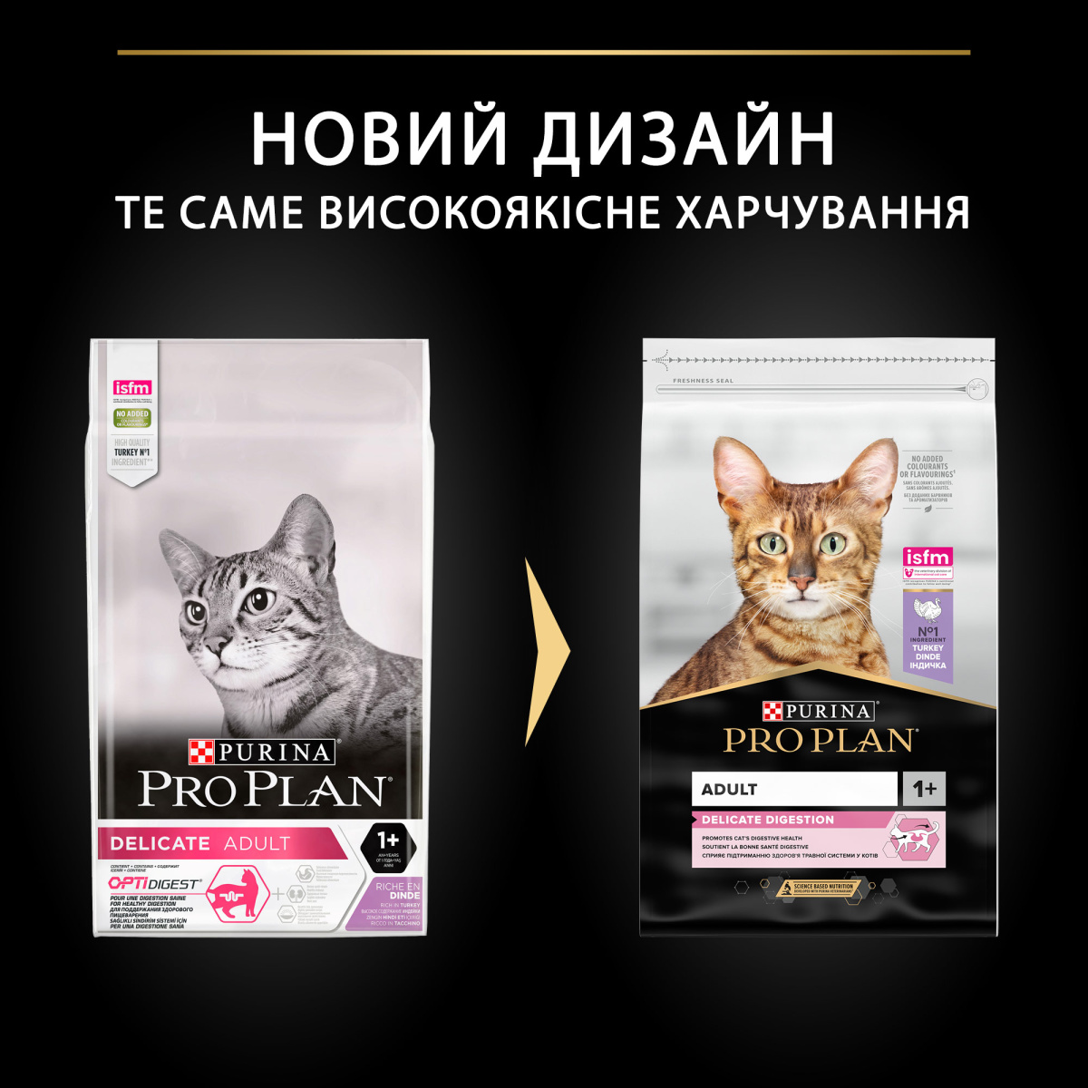 Сухий корм з індичкою для вибагливих котів з чутливим травленням Purina Pro Plan Delicate Digestion Adult 1+ Turkey