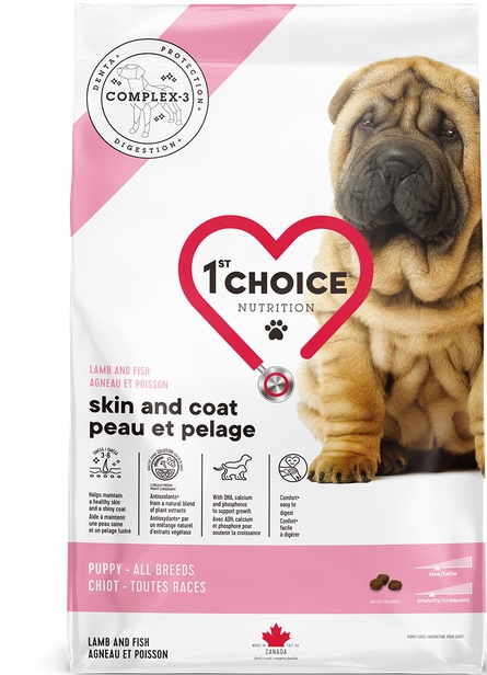 Сухий корм з ягням та рибою для цуценят з чутливою шкірою та шерстю 1st Choice Sensitive Skin & Coat Puppy