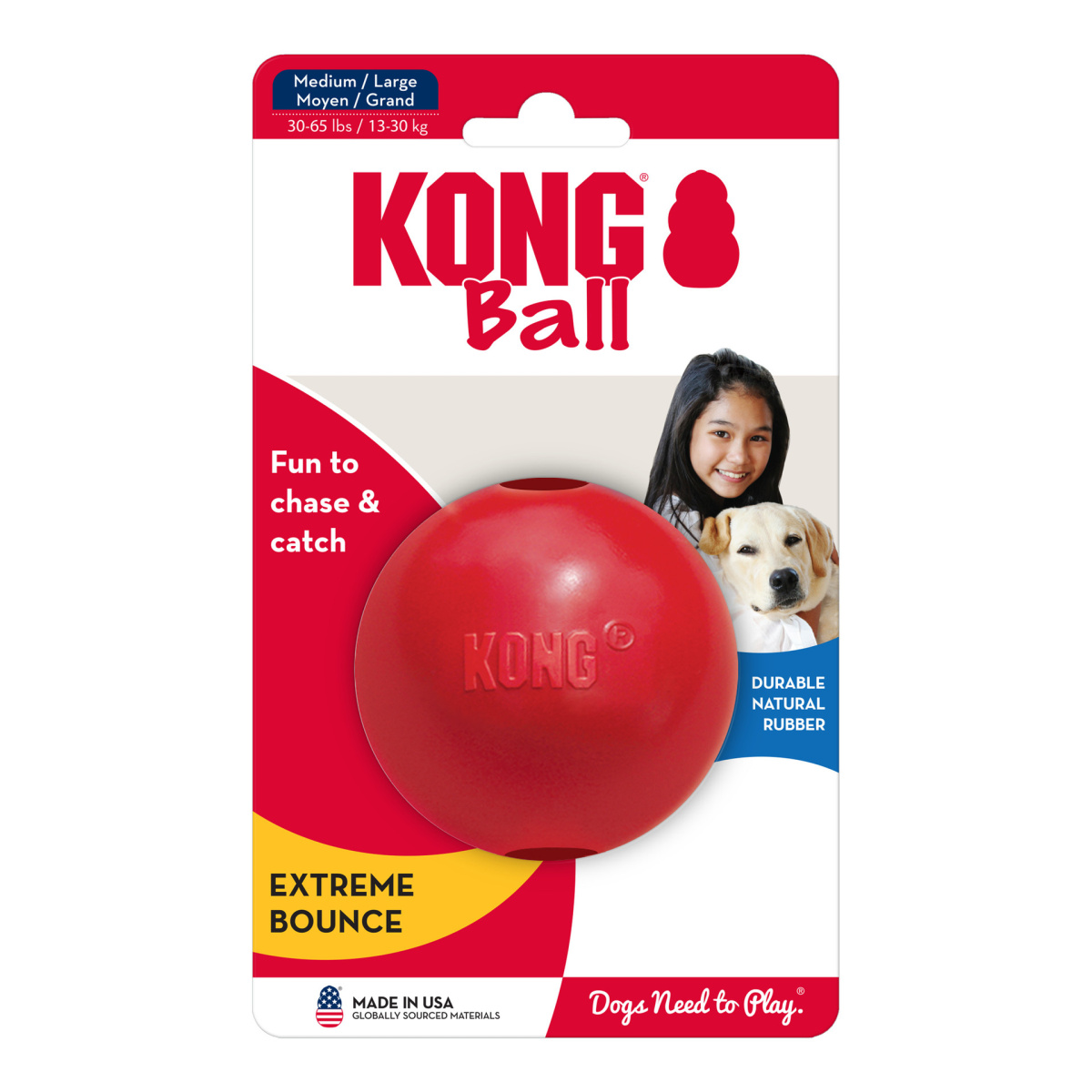 KONG Ball W/Hole Игрушка для лакомств собак Мяч