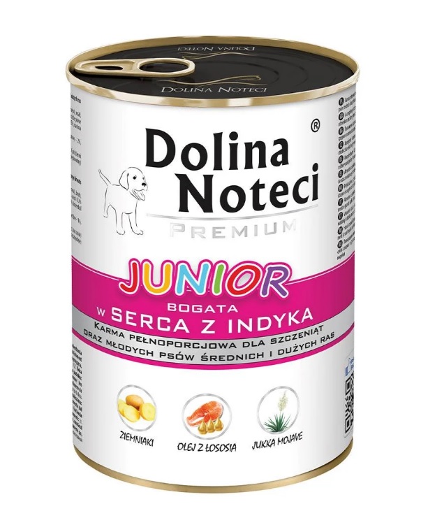 Безглютенова консерва для цуценят з Індичним Серцем Dolina Noteci Premium Junior Turkey Heart