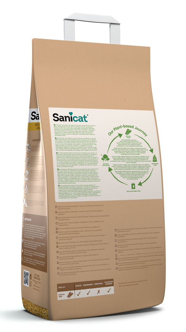 Впитывающий гипоалергенный древесный наполнитель для котов Sanicat Recycled Wood Впитывающий гипоалергенный древесный наполнитель для котов Sanicat Recycled Wood
