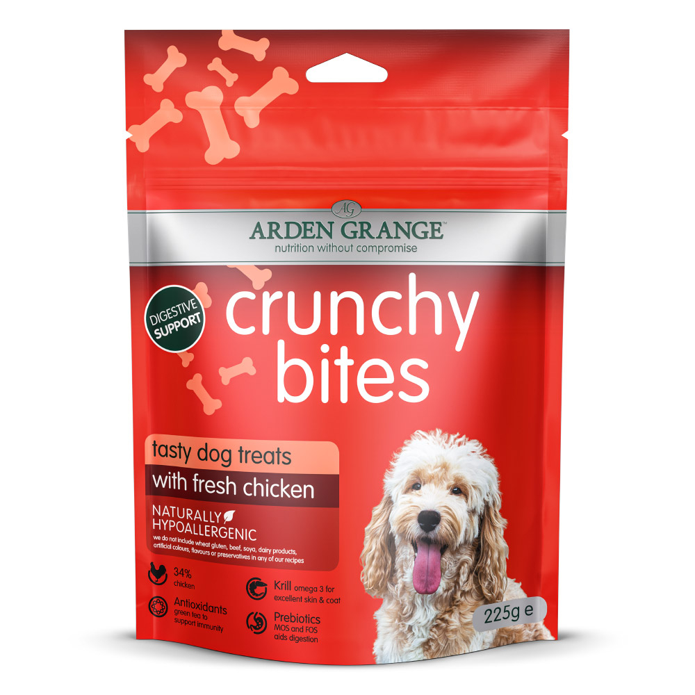 Лакомства для поддержания иммунитета собак Косточки с мясом цыпленка Arden Grange Crunchy Bites Fresh Chicken