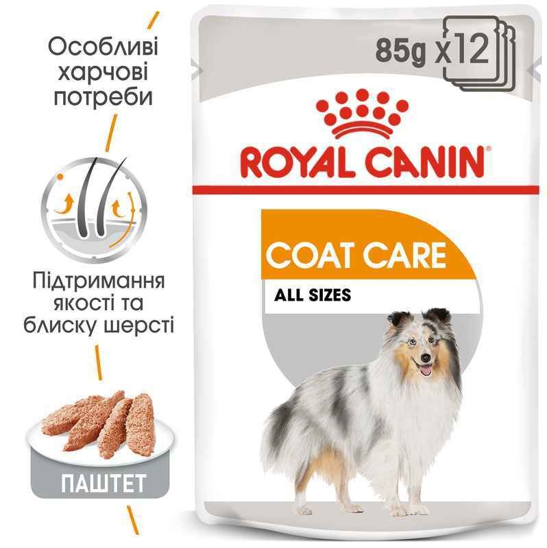 Вологий корм для дорослих собак з тьмяною та жорсткою шерстю Royal Canin Coat Care