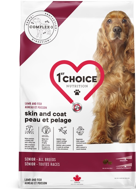 Сухий корм з ягням та рибою для літніх собак з чутливою шкірою та шерстю 1st Choice Sensitive Skin & Coat Senior