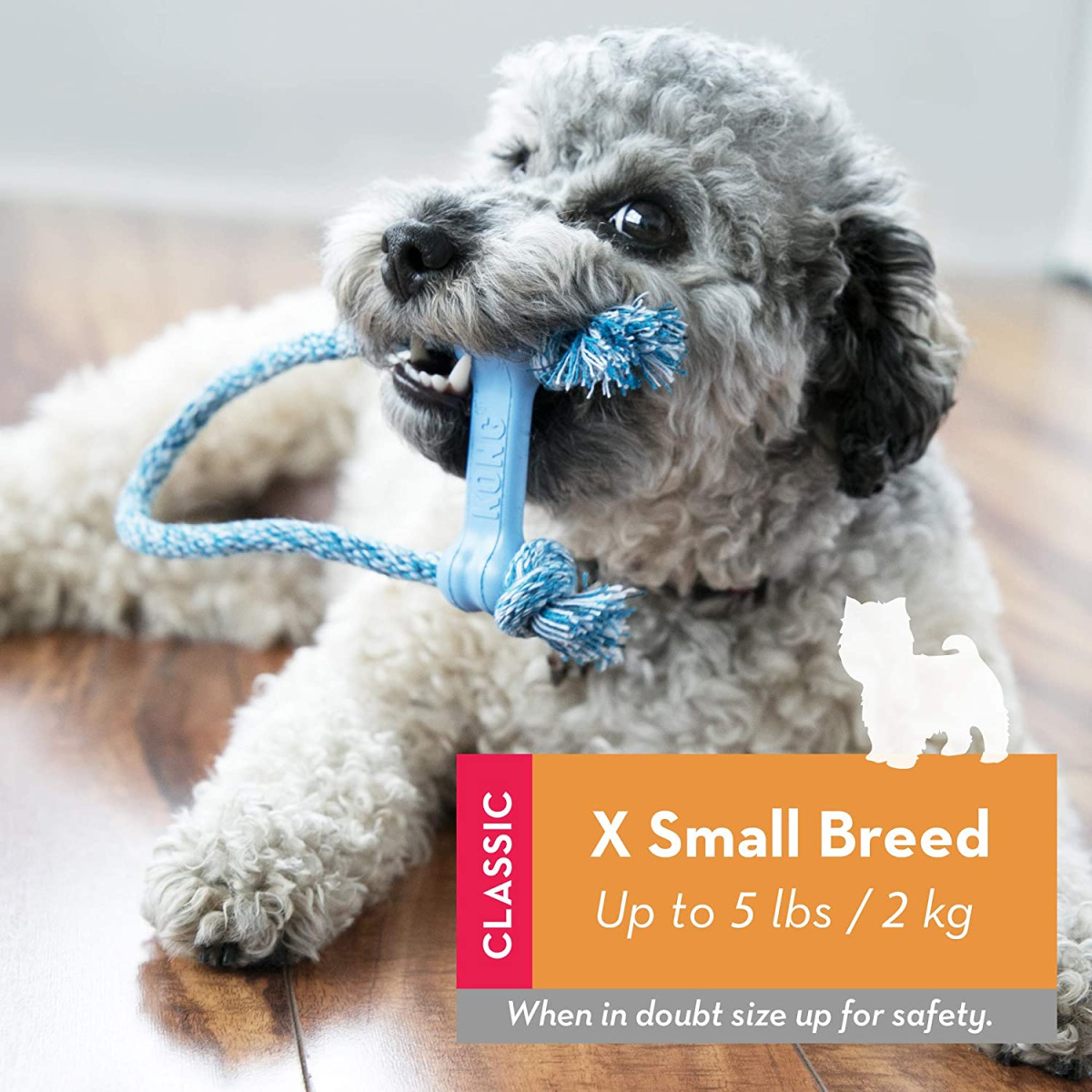 Игрушка для щенков Косточка для лакомств с канатом KONG Puppy Goodie Bone with Rope