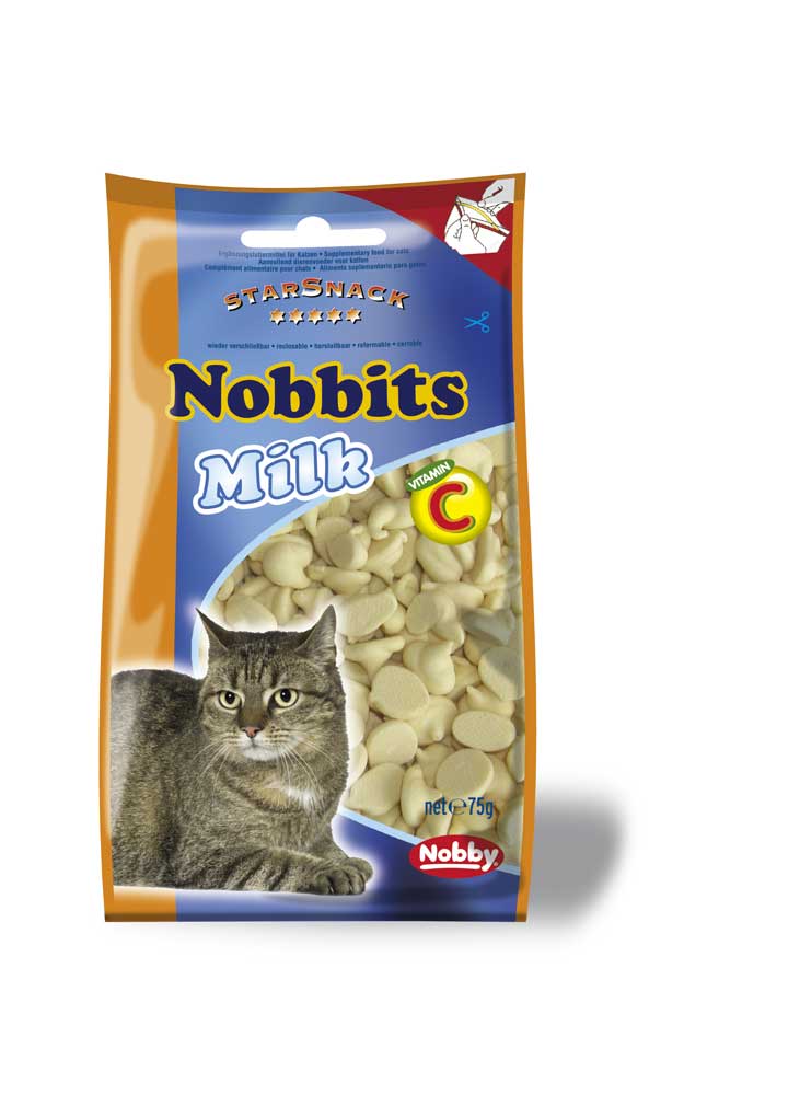 Лакомства для ухода за шерстью кошек Молочные Дропсы Nobby StarSnack Cat Nobbits Milk