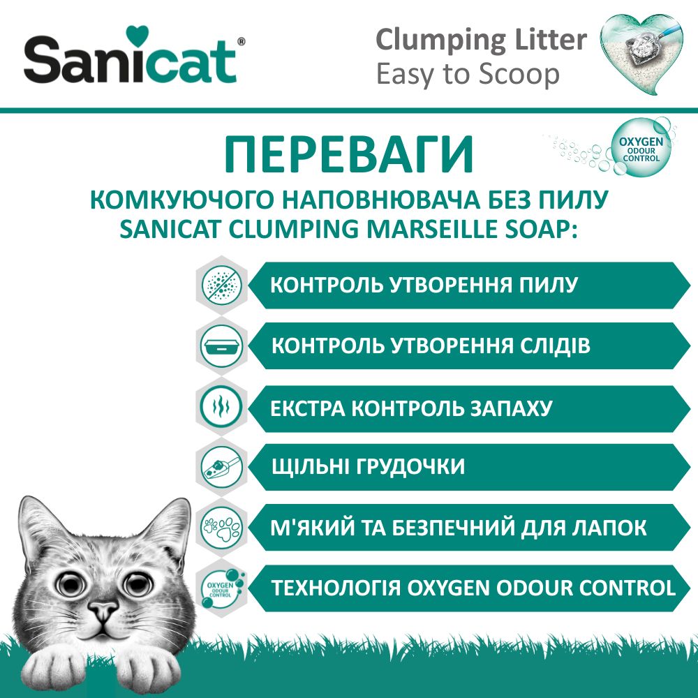 Комкуючий бентонітовий наповнювач для котів з ароматом марсельського мила Sanicat Clumping Marseille Soap